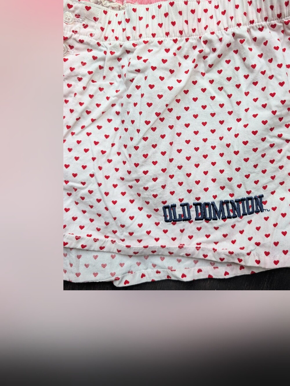 Old Dominion University White Heart Print Pajama Shorts - Juniors Size M